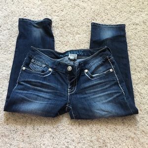 Jean capris with rhinestones